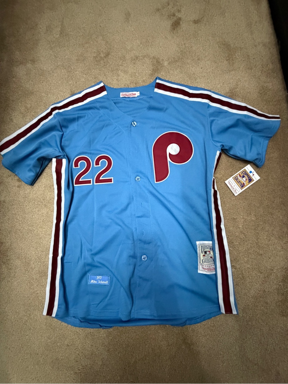 Philadelphia Phillies Mike Schmidt Rookie Powder Blue Jersey new with tags